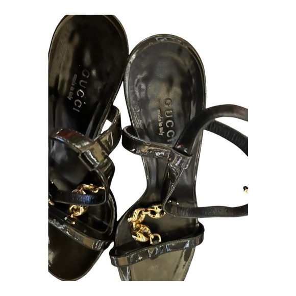 EUC GUCCI Sand Pelle Vernice Soft Metal Sandal - Picture 5 of 5